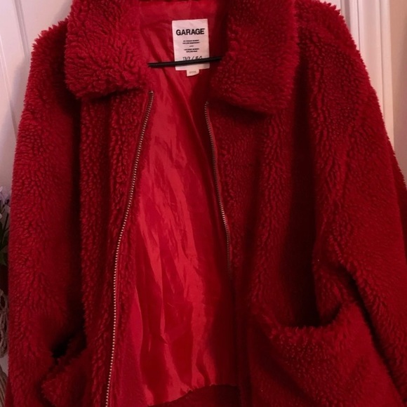 Garage Red Sherpa Teddy Jacket - Picture 3 of 4